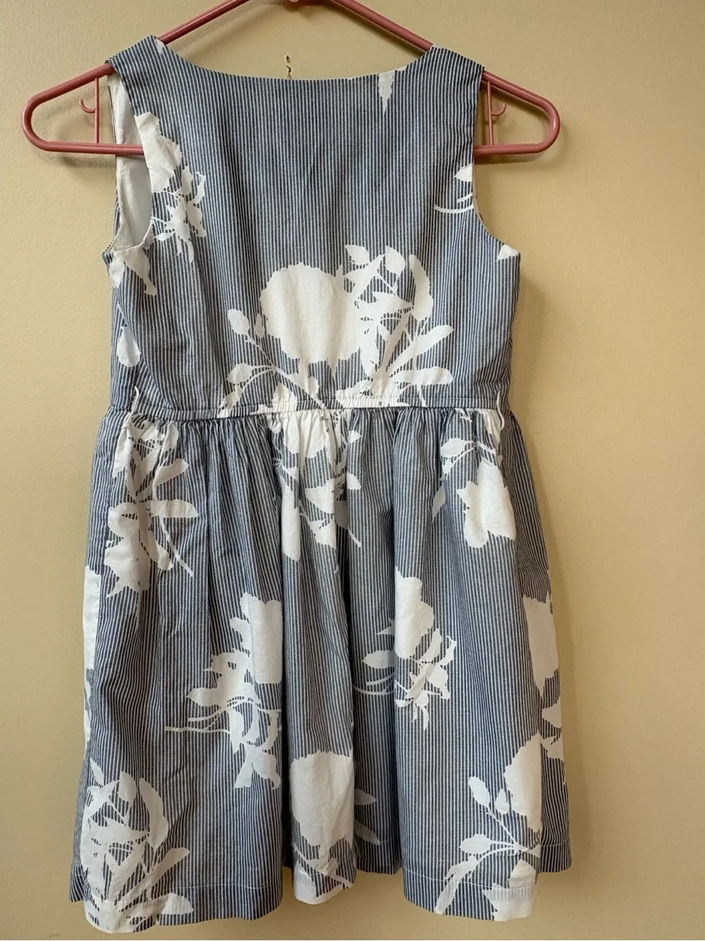 GAP - Blue and White Floral Stripe Dress - Girl's Size 8 - 100% Cotton